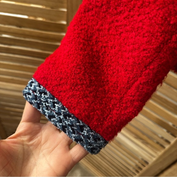 SANDRO  Vanessa Tweed Crop Jacket in red size S - Picture 4 of 6